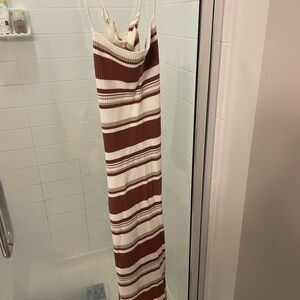 Abercrombie brown and white striped sweater dress